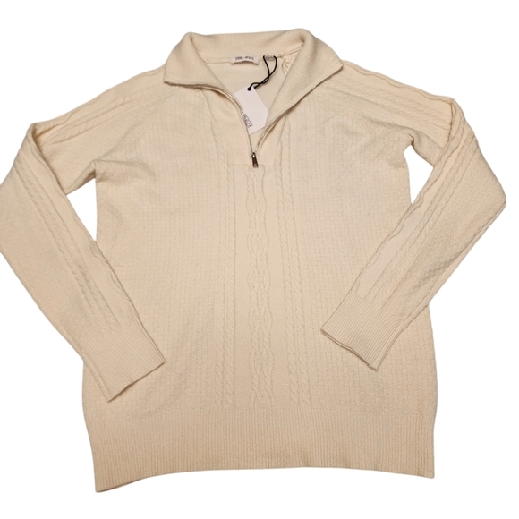 Spring + Mercer Men's Quarter Zip Cream Sweater S - Picture 4 of 11